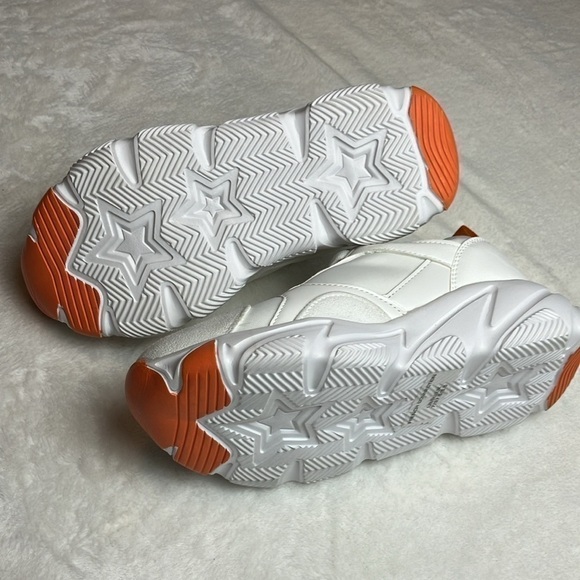 French connection Riley Sneakers/Shoes Sz 7 White Orange Low top Lace up - Picture 5 of 6